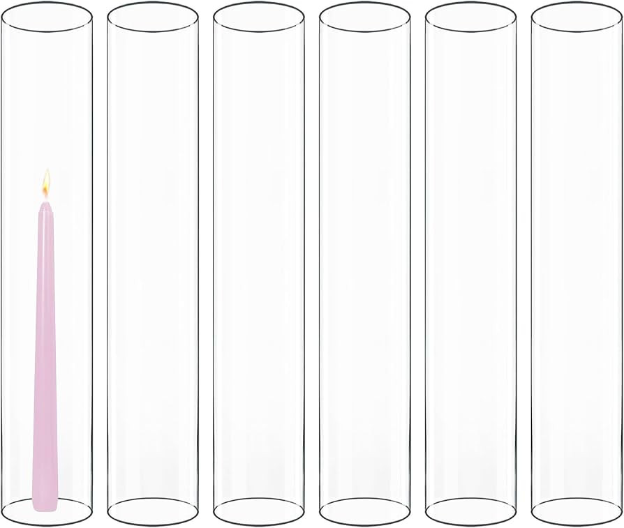 CYS EXCEL 6 PCS (H:16" D:3") Open Ended Glass Hurricane Candleholder Tube Shade | Multiple Size C... | Amazon (US)