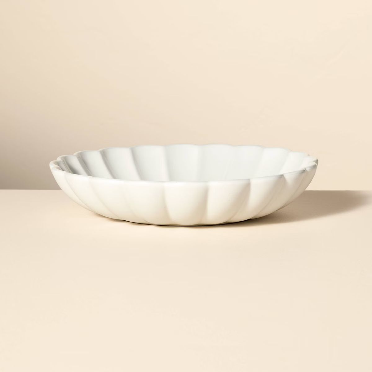 Scalloped Edge Stoneware Serving Bowl Cream - Hearth & Hand™ with Magnolia | Target