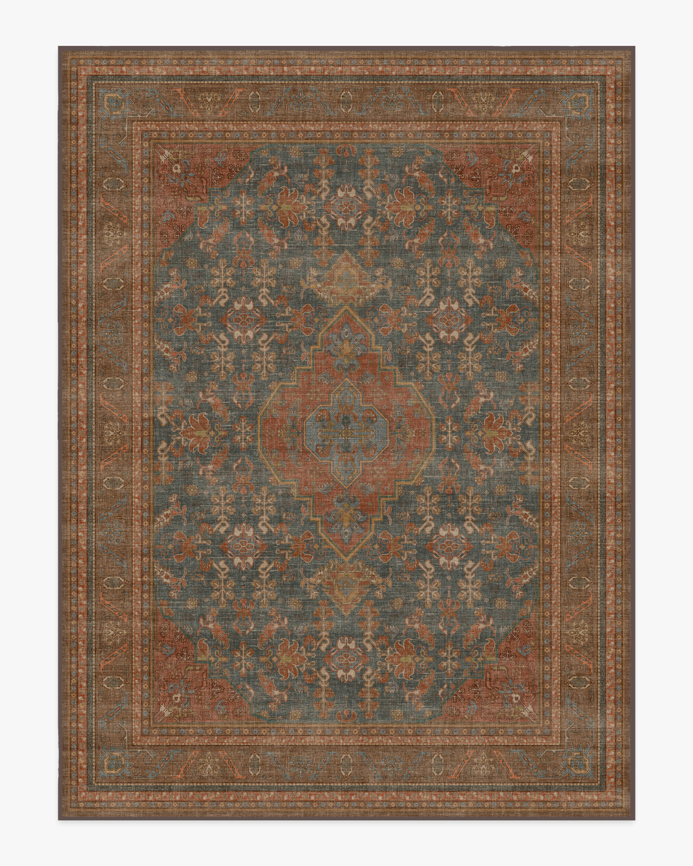 Rowan Teal Blue & Copper Tufted Rug | Ruggable