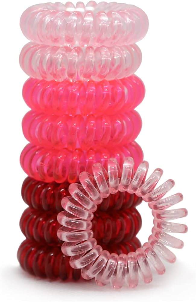 Chaosss Co. 9pcs Spiral Hair Ties, Hair Coils, Coil Hair Ties, Phone Cord Hair Ties, Red | Amazon (US)