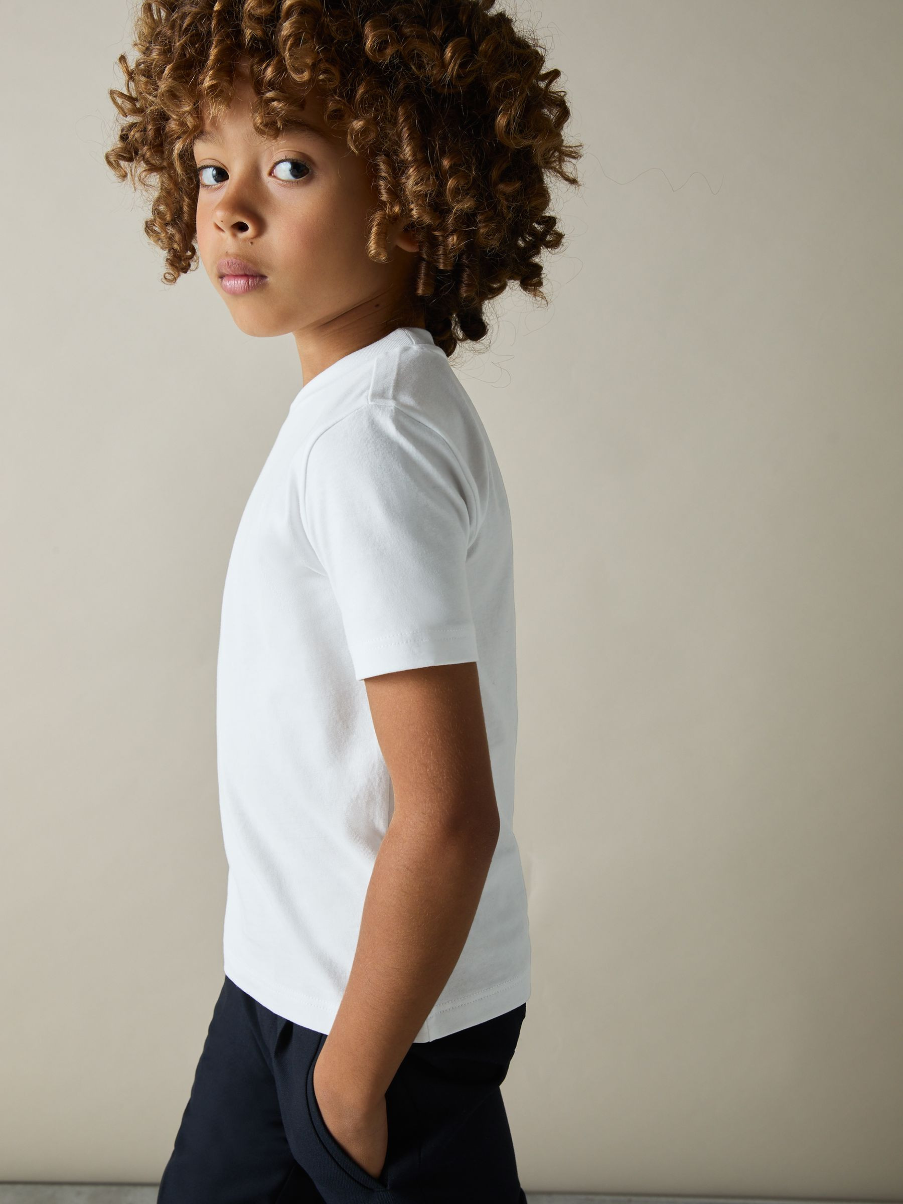 Reiss 3-9 yrs Cotton Crew-Neck T-Shirt in White - REISS | Reiss UK