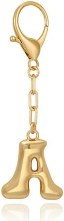 WOWORAMA Initial Letter Keychain for Women Chunky Gold Bubble Letter Bag Charm Purse Charm Person... | Amazon (US)