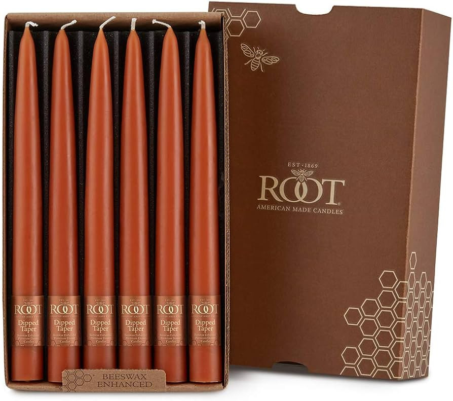 Root Candles 7919 Unscented Smooth Hand-Dipped 9-Inch Taper Candle, 12-Count, Rust | Amazon (US)