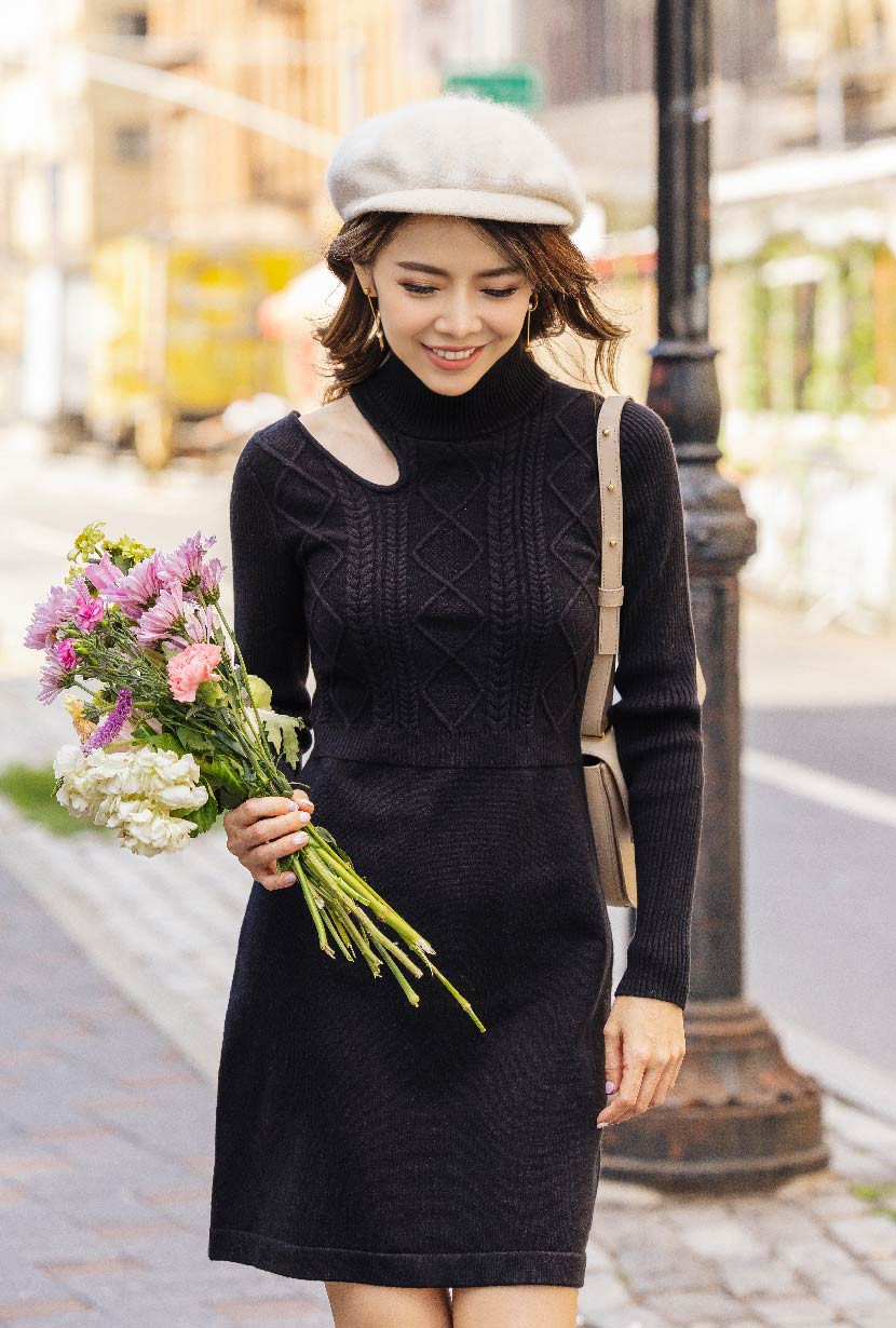Saffron Knit Dress - Black | Petite Studio NYC