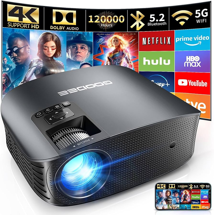GooDee Projector 4K With WiFi And Bluetooth Supported, FHD 1080P Mini Projector For Outdoor Moives,  | Amazon (US)