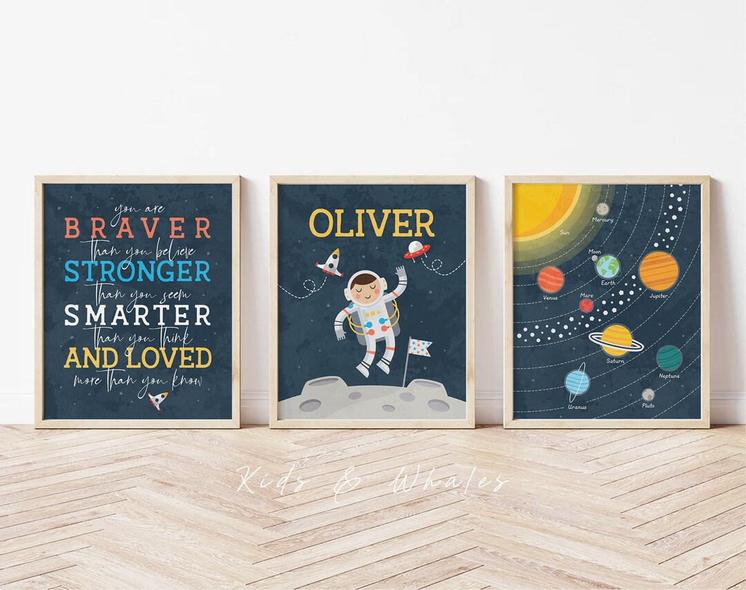 Set of 3 Solar System Poster for Kids Educational Space Wall Art Print With Planets, Astronomy, a... | Etsy (US)