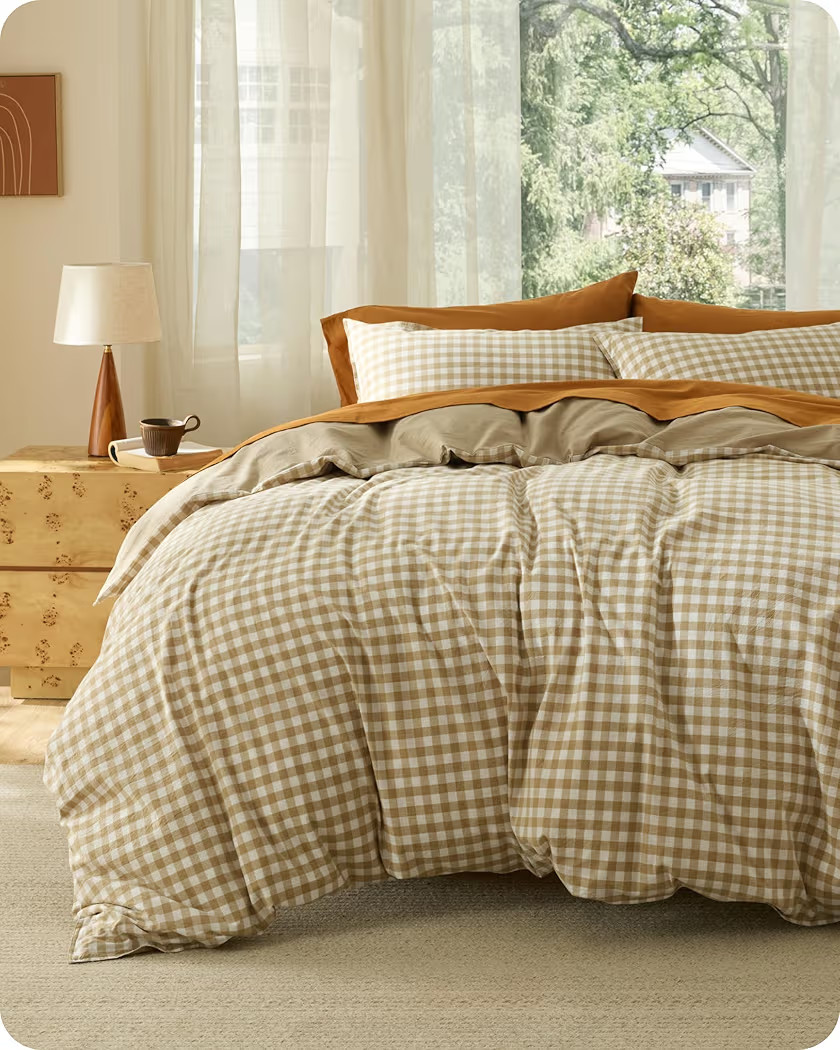Bedsure 100% Washed Cotton Duvet Cover King Size, Classic Yarn-Dyed Gingham Duvet Cover Enhances ... | Amazon (US)
