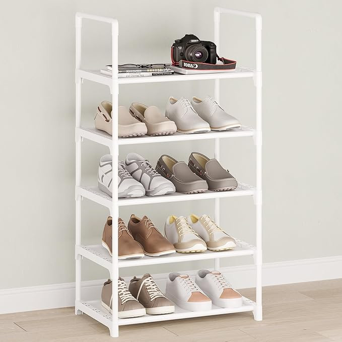 5-Tier Small Shoe Rack,Stackable Shoe Shelf Storage Organizer for Entryway Hallway Closet Bathroo... | Amazon (US)
