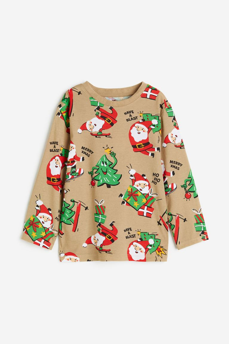 Long-sleeved T-shirt - Beige/patterned - Kids | H&M US | H&M (US + CA)