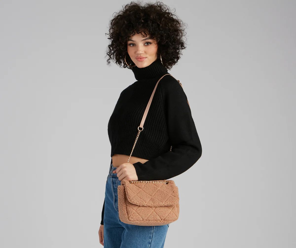 Fuzzy Extras Sherpa Quilted Crossbody | Windsor Stores
