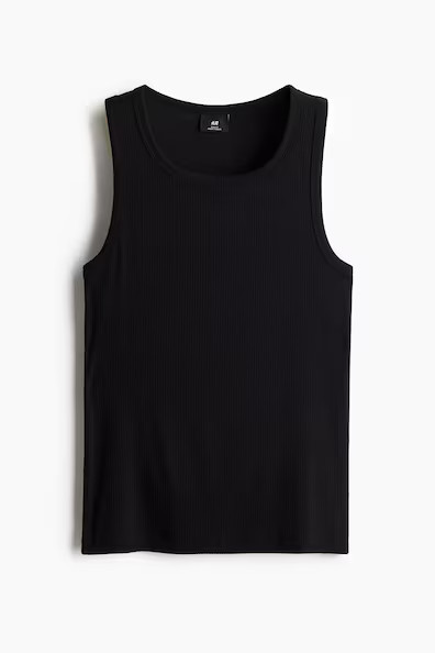 H & M - Slim-Fit Ribbed Tank Top - Black | H&M (US + CA)