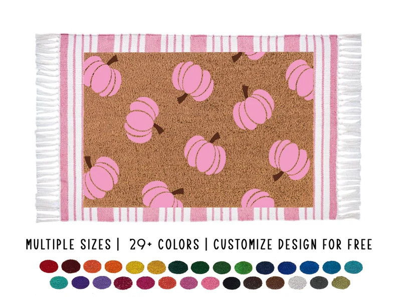 Pink Pumpkin Doormat Pink Pumpkin Pattern Welcome Mat Pink - Etsy | Etsy (US)