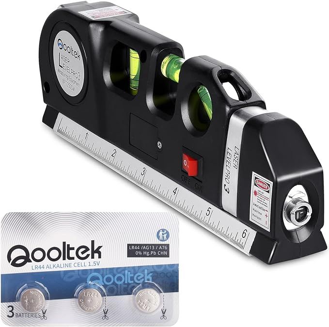 Laser Level Line Tool, Qooltek Multipurpose Cross Line Laser 8 feet Measure Tape Ruler Adjusted S... | Amazon (US)