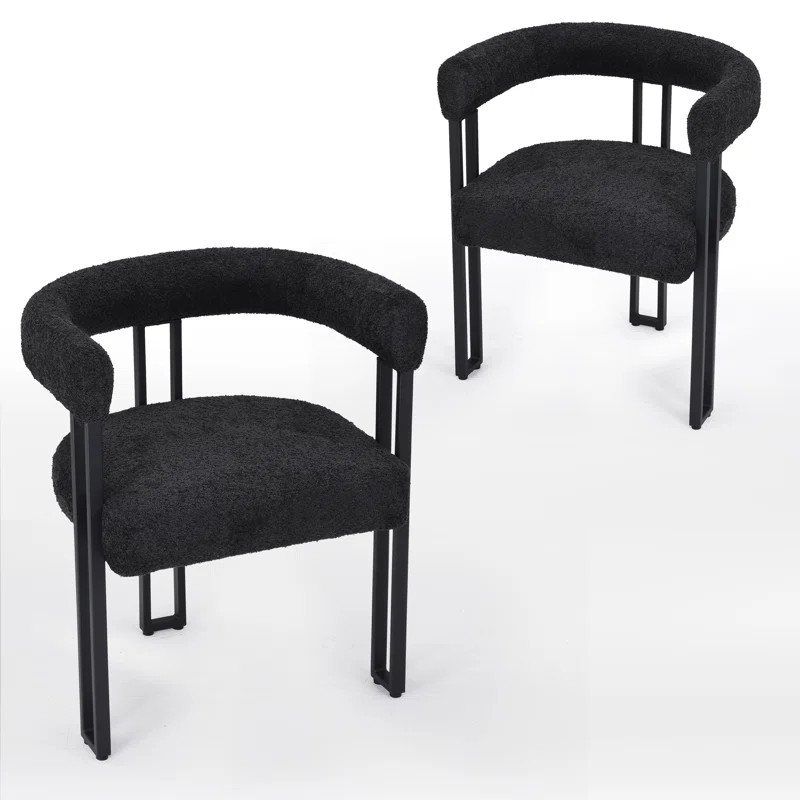 Mahjabi Fabric Upholstered Metal Armchair (Set of 2) | Wayfair North America