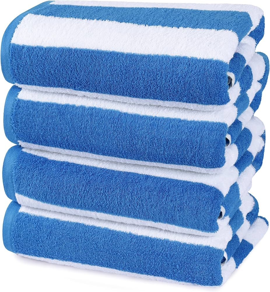 Utopia Towels 4 Pack Cabana Stripe Beach Towel, 30 by 60 Inches, Oversized 100% Ring Spun Cotton ... | Amazon (US)