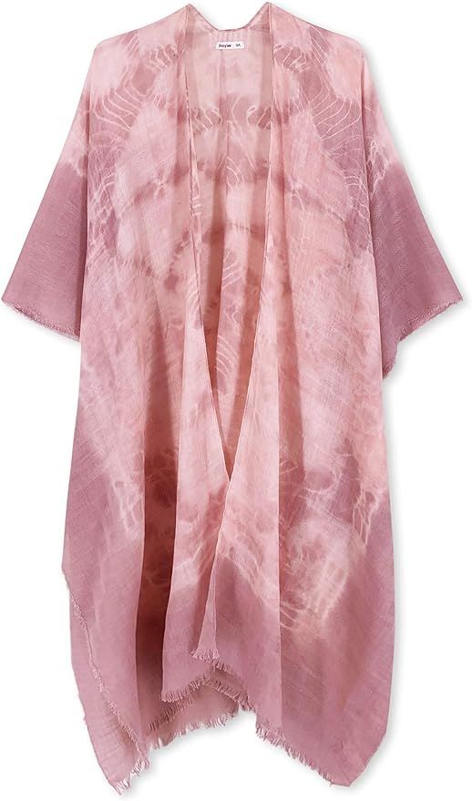 Breezy Lane Women's Beach Coverup Swimsuit Kimono Cardigan with Tie Dye Print | Amazon (US)