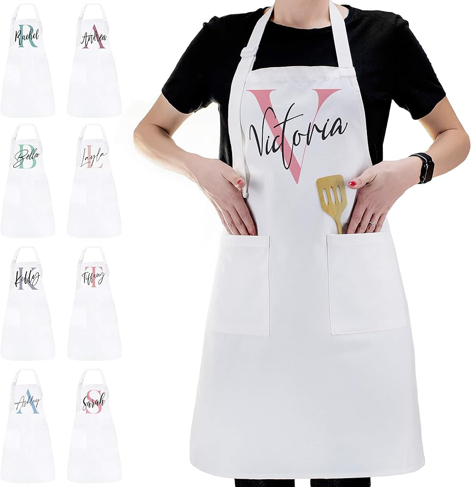 Personalized Initial Name Apron Kitchen Gifts for Women Man - Custom Initial Design Chef Cooking ... | Amazon (US)