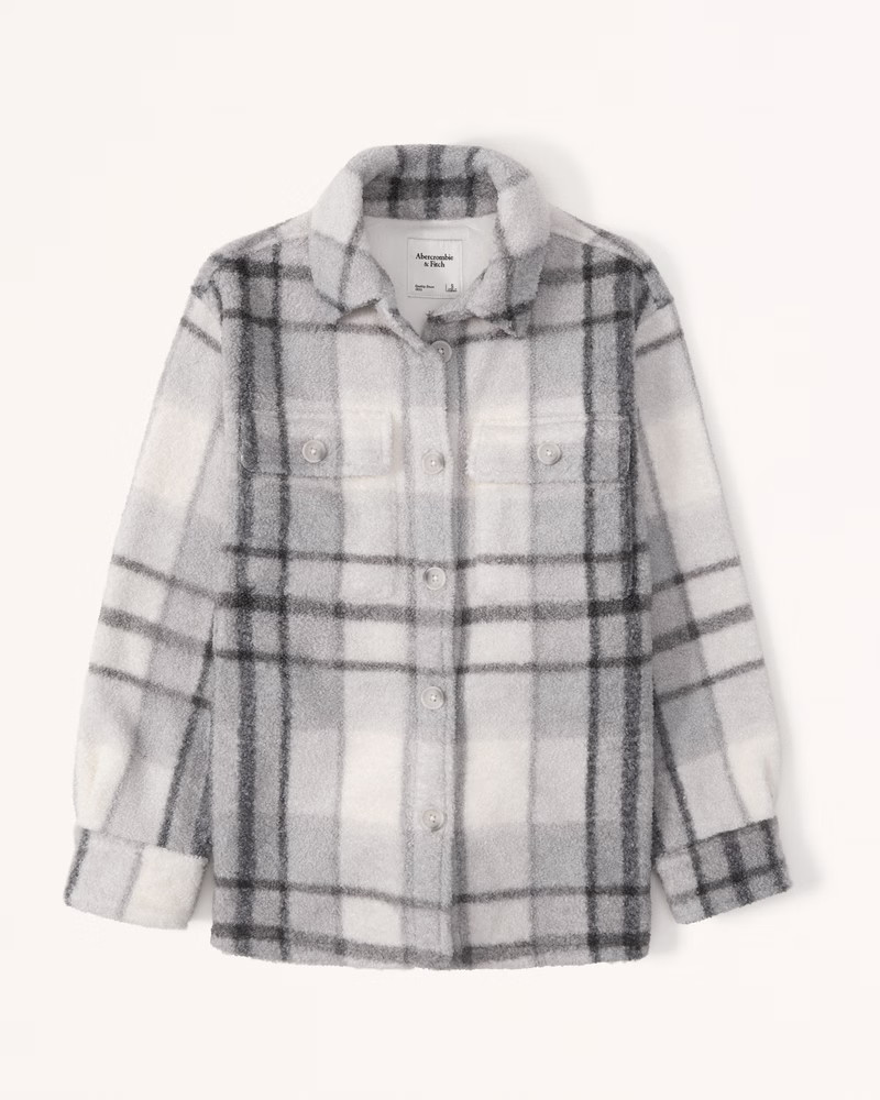 Sherpa Shirt Jacket | Grey Sherpa Jacket | Abercrombie Sherpa Jacket | Spring Outfits  | Abercrombie & Fitch (US)