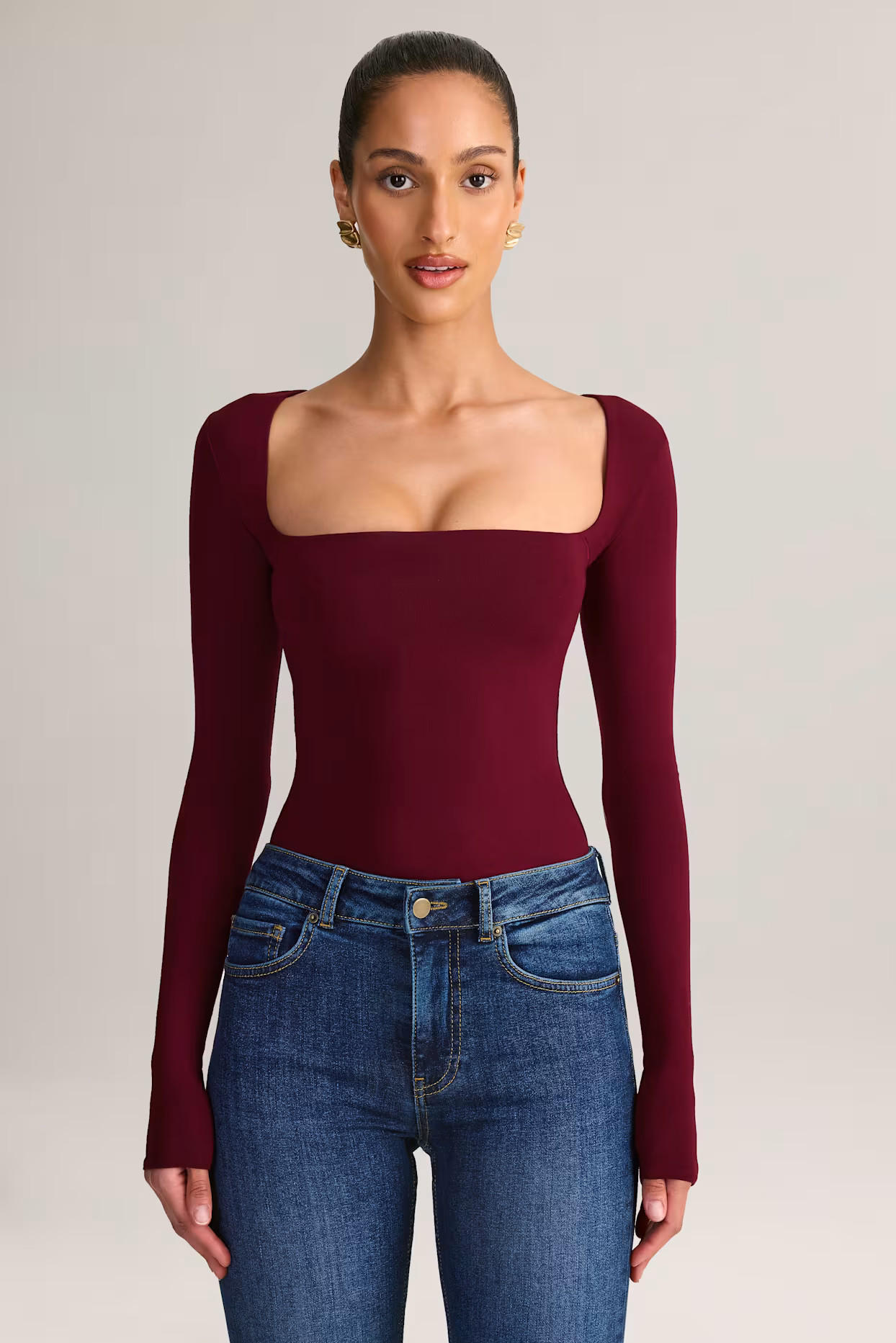 Modal Square-Neck Top in Wine | Oh Polly