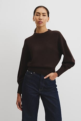 Organically Grown Cotton Blend Crop Crew Neck Knit | Country Road