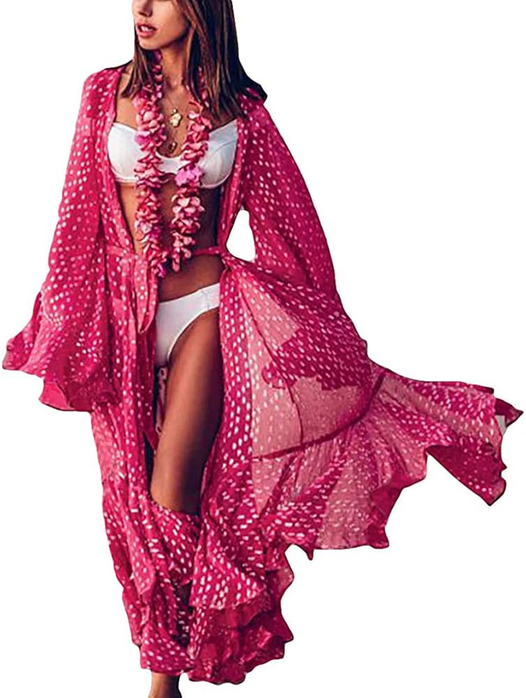 Women Kimonos Cardigan Swimsuit Cover ups Sexy Vogue Long Beach Dresses | Amazon (US)