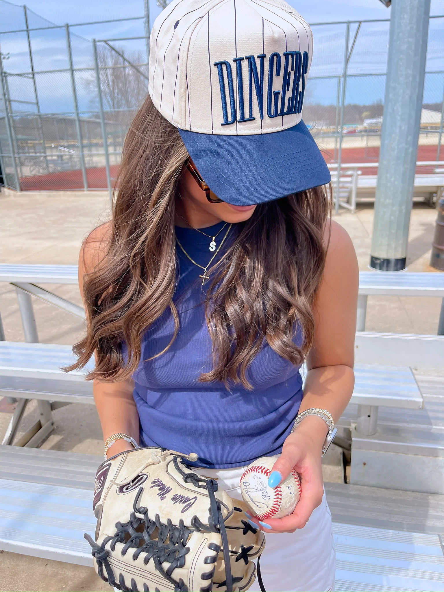 Dingers - Navy Stripe Vintage Trucker Hat - PREORDER | KenzKustomz