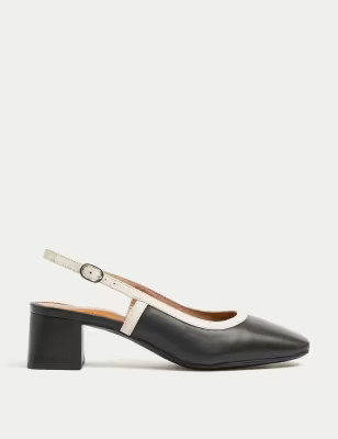 Chaussures en cuir &agrave; talons carr&eacute;s et bride arri&egrave;re | Marks & Spencer (UK)