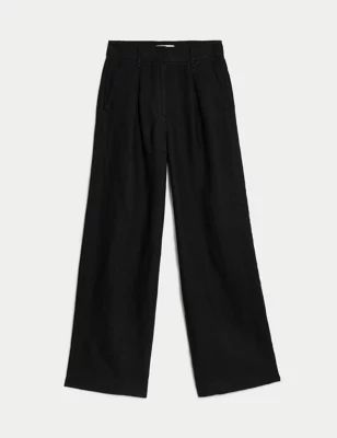 Pure Linen Wide Leg Trousers | M&S Collection | M&S | Marks & Spencer IE