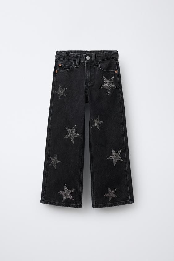 SPARKLY STARS WIDE LEG JEANS | Zara US