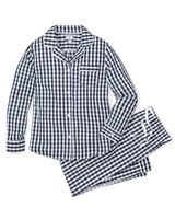 Women's Navy Gingham Flannel Pajama Set | Petite Plume