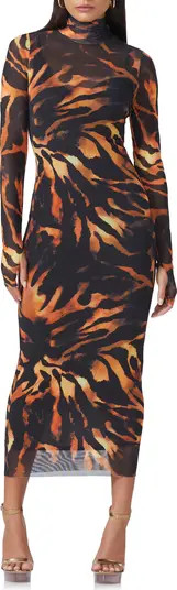 AFRM Shailene Turtleneck Long Sleeve Mesh Dress | Nordstrom | Nordstrom