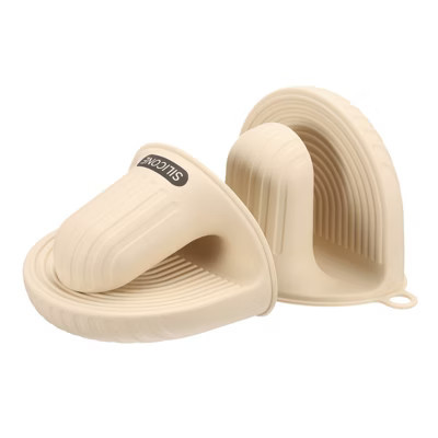 Unique Bargains Heat Resistant Mini Silicone Oven Mitts for Air Fryer Kitchen Cooking 2 Pcs Beige | Target