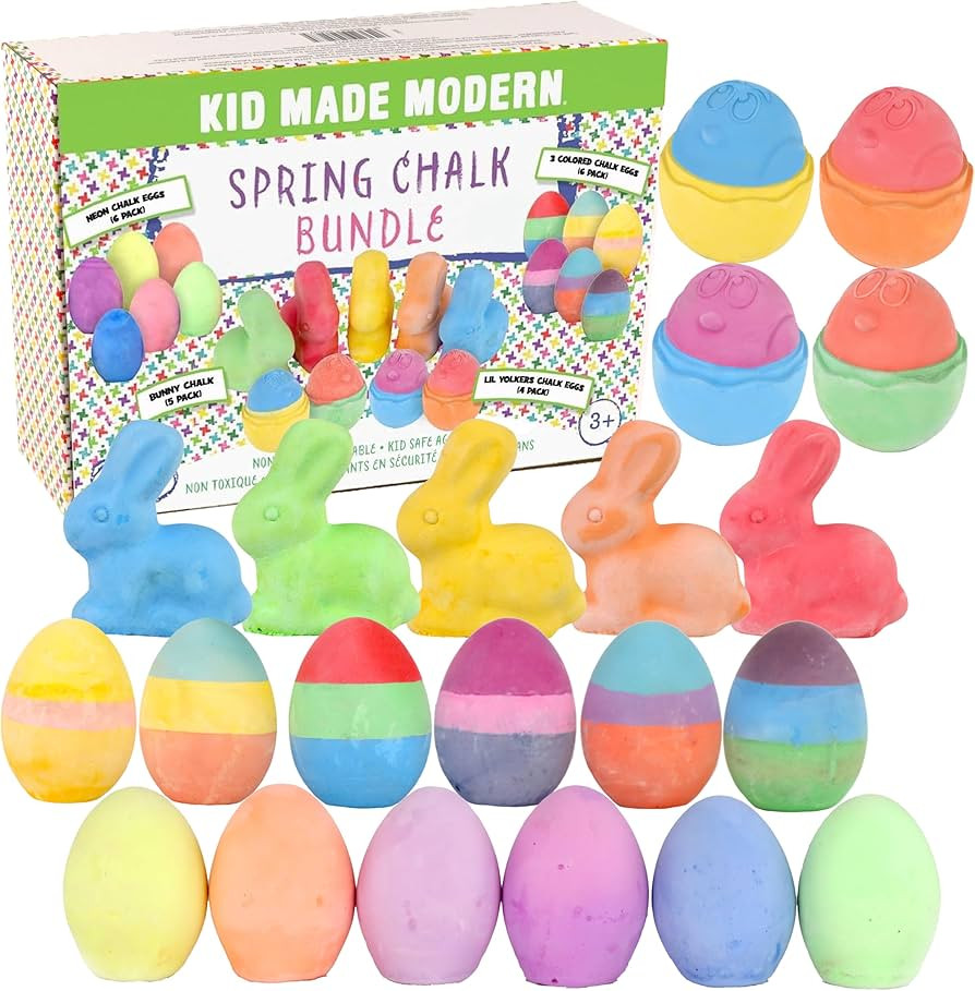 Kid Made Modern Ultimate Sidewalk Spring Chalk Bundle - 6 Neon, 6 Colored, 4 Lil Yolkers Eggs & 5... | Amazon (US)