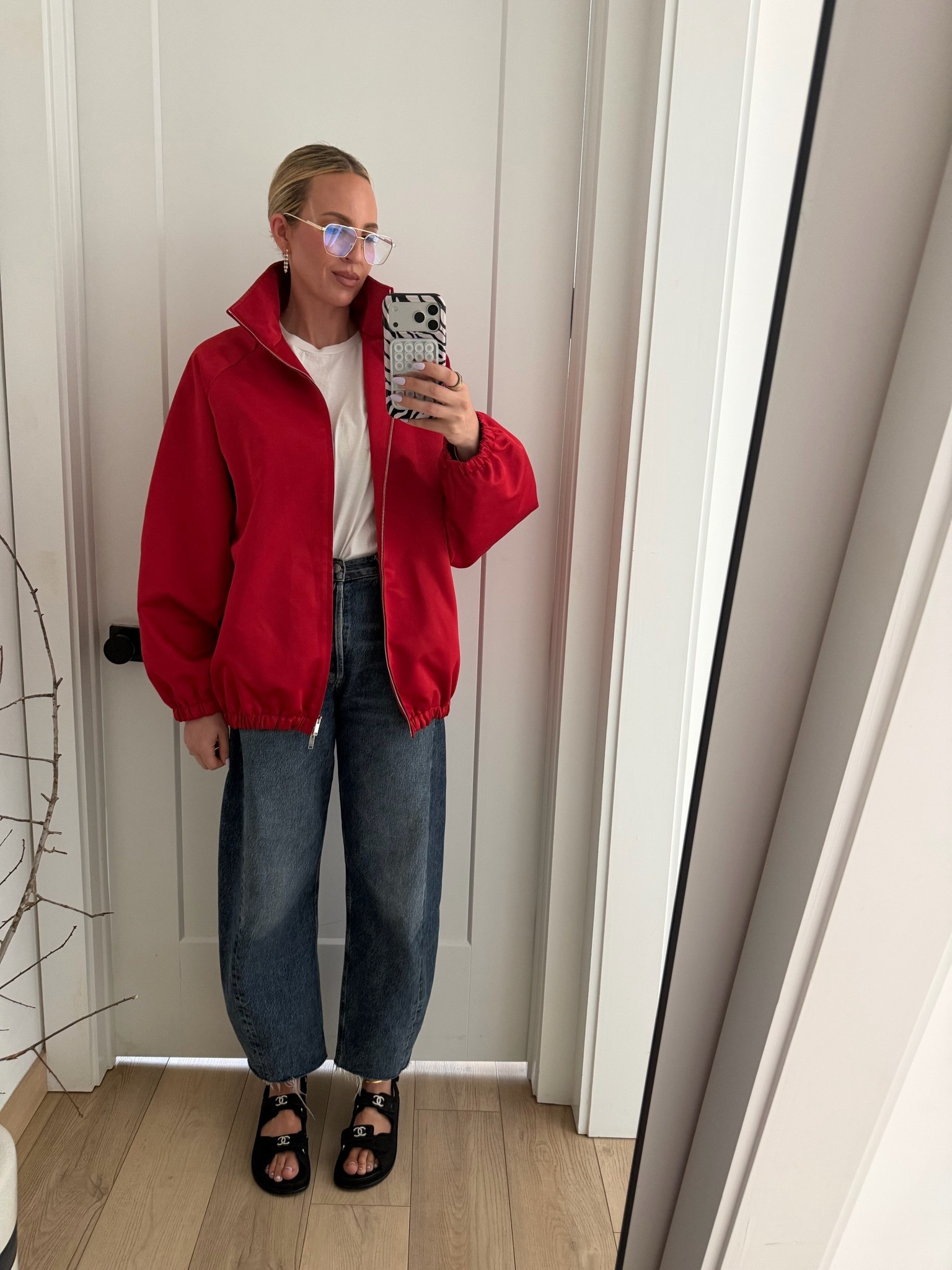 Wearing a small in the jacket and tee, jeans run tts

#LTKdayinmylife #LTKootd #LTKOver40