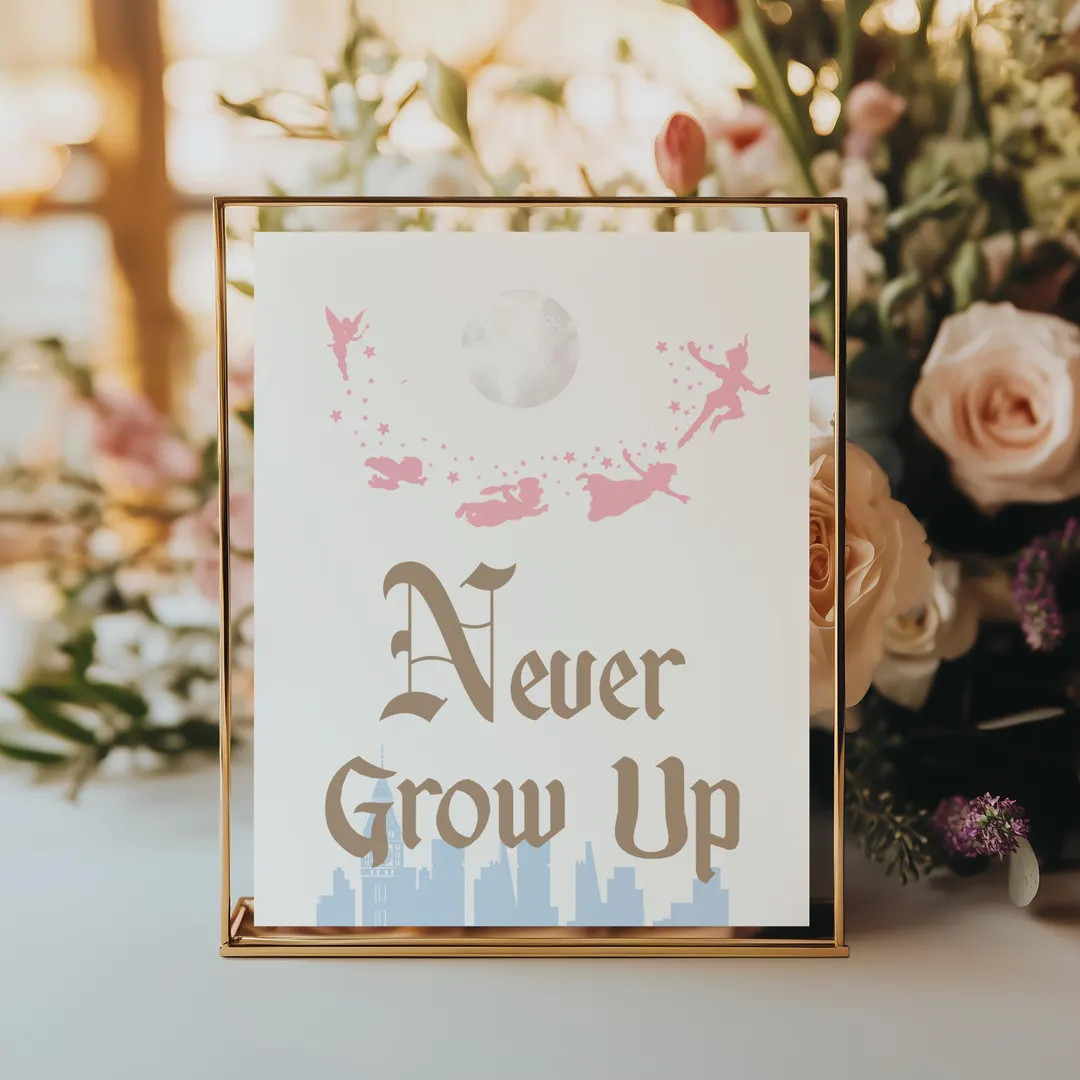 Never Grow up Sign Poster, Peter Pan Poster, Peter Pan Party Decoration Theme, Baby Shower or Bir... | Etsy (US)
