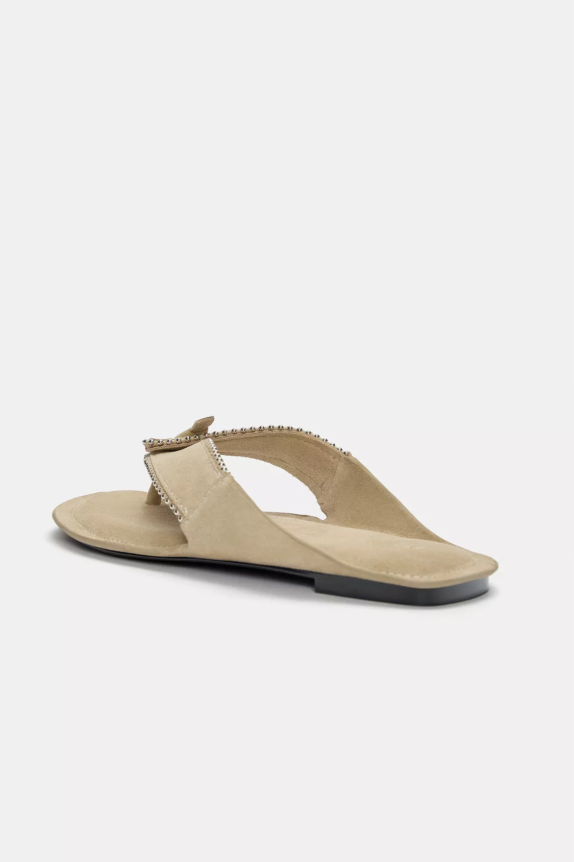 Embellished leather flat slider sandals | PULL and BEAR UK