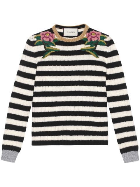 Embroidered merino cashmere knit top | FarFetch US