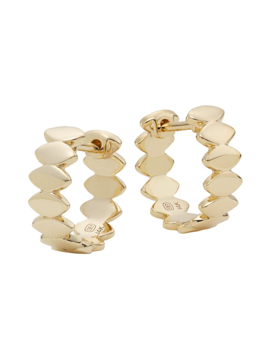 Pure 14K Yellow Gold Marquise Huggie Hoop Earrings | Saks Fifth Avenue