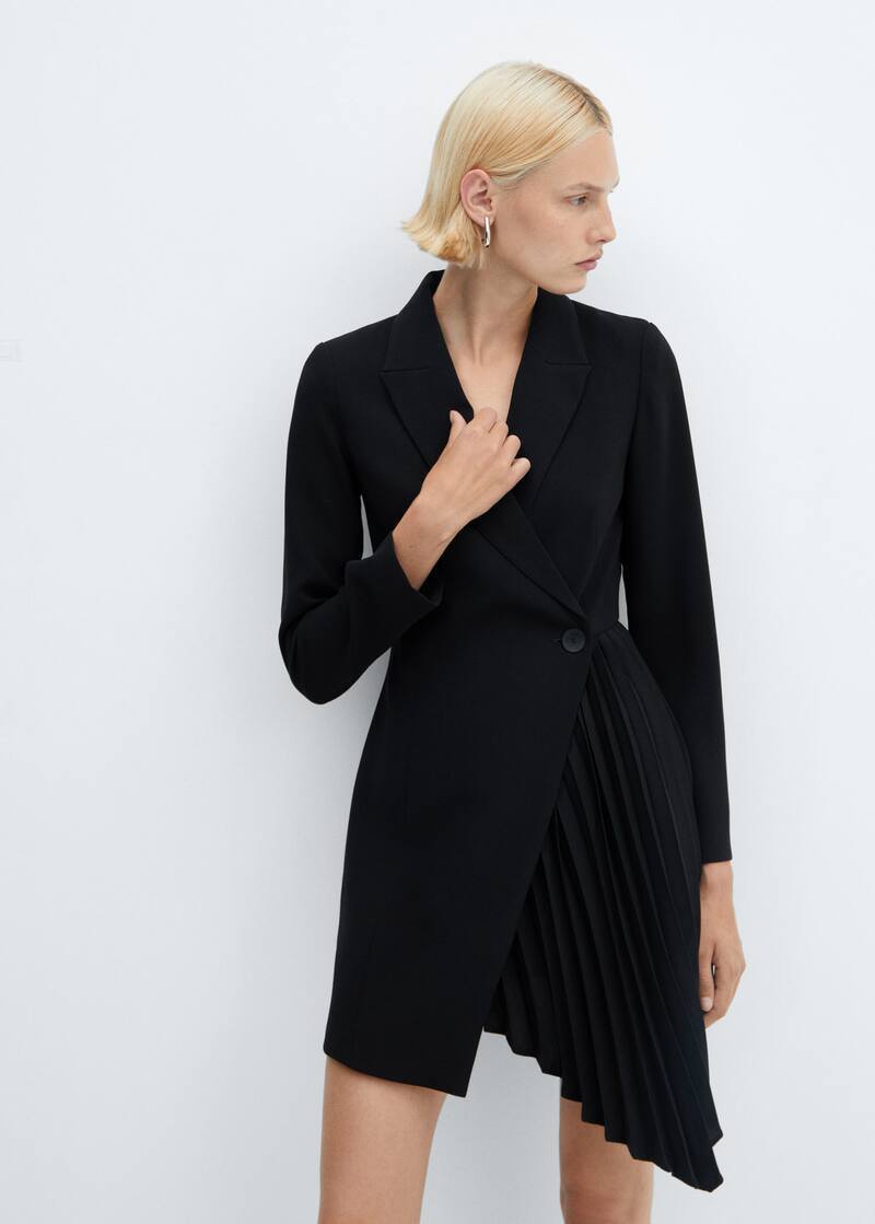 pleated detail blazer dress -  Women | Mango United Kingdom | MANGO (UK)