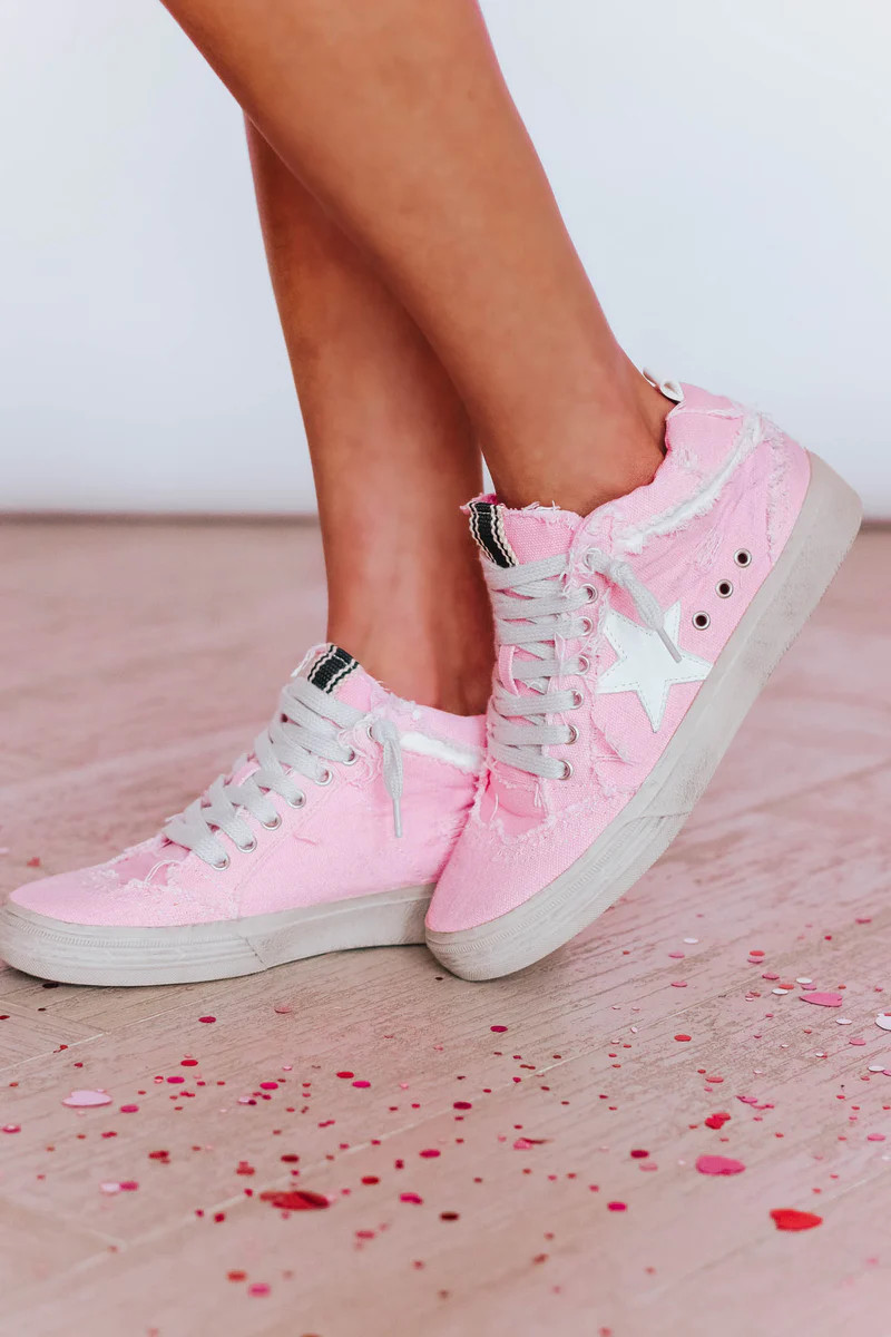 Paulina Pink Canvas High Top Star Sneaker | Apricot Lane Boutique