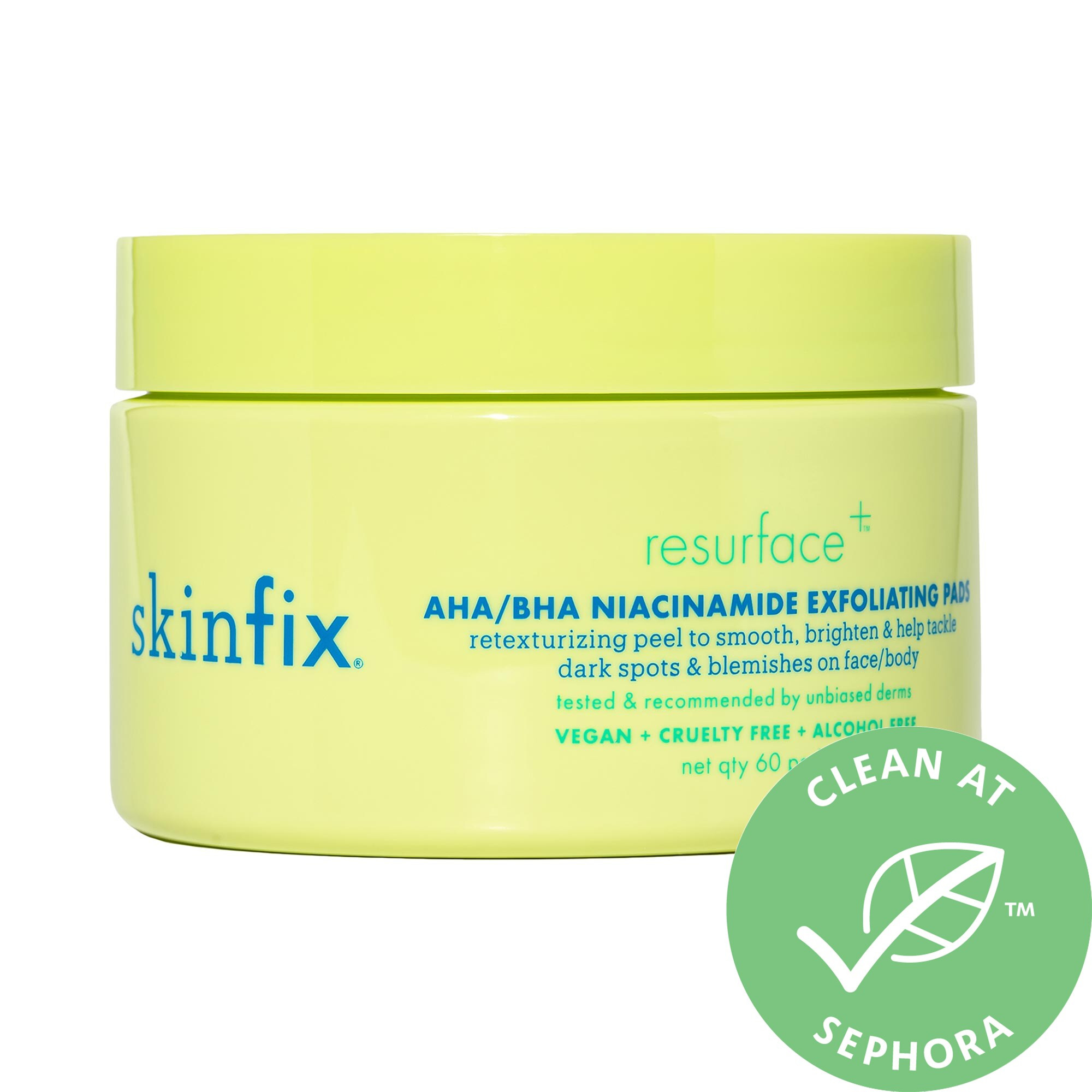 Skinfix Resurface+ AHA/BHA Enzyme Exfoliating Pads for Face and Targeted Body 60 pads | Sephora (US)