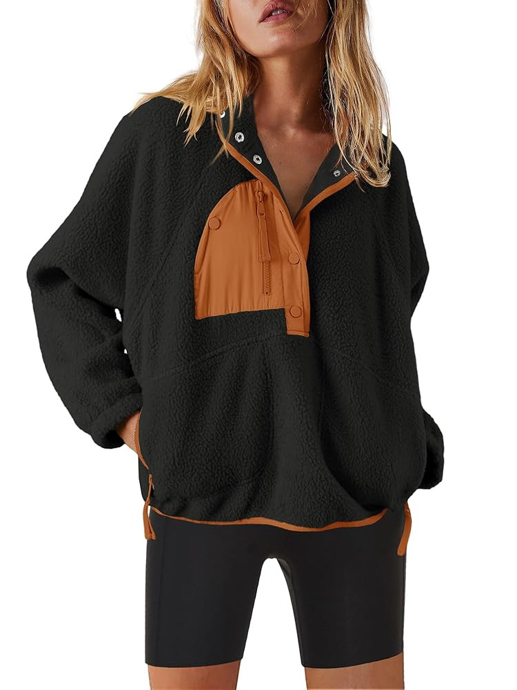 Nirovien Womens Fleece Pullover Long Sleeve Sherpa Jacket Button Down Fuzzy Sweatshirt Warm Outwe... | Amazon (US)