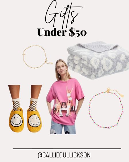 Loving all these gifts under 50 dollars. The urban outfitters slippers and shirt are my favorite.
I wear a medium in the top for it to feel oversized 

#LTKunder50 #LTKGiftGuide #LTKHoliday