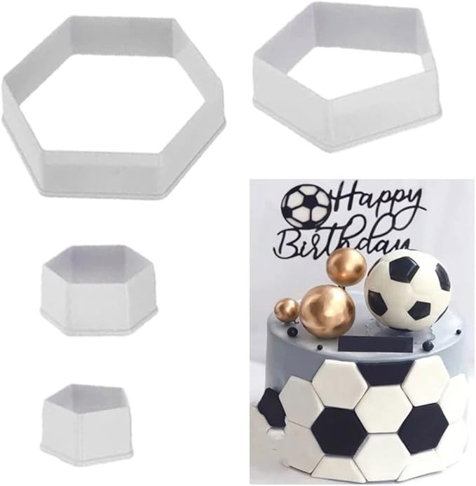 Soccer Ball Cookie Cutter,Hexagon Cookie Cutter,Football Cake Decorations - 4 Sizes Geometric Bis... | Amazon (US)