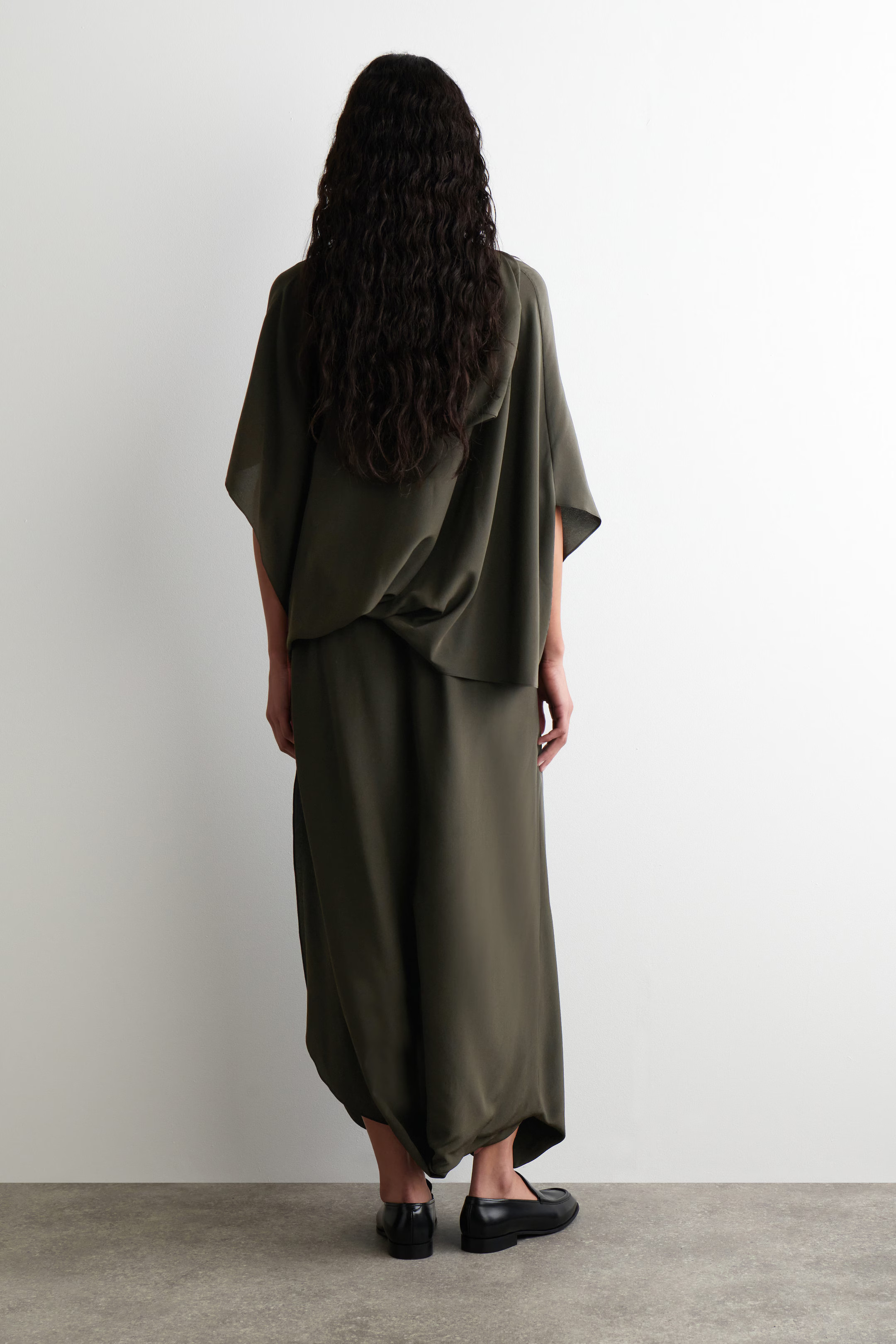 DRAPED SILK MIDI SKIRT - ESPRESSO | COS | COS UK
