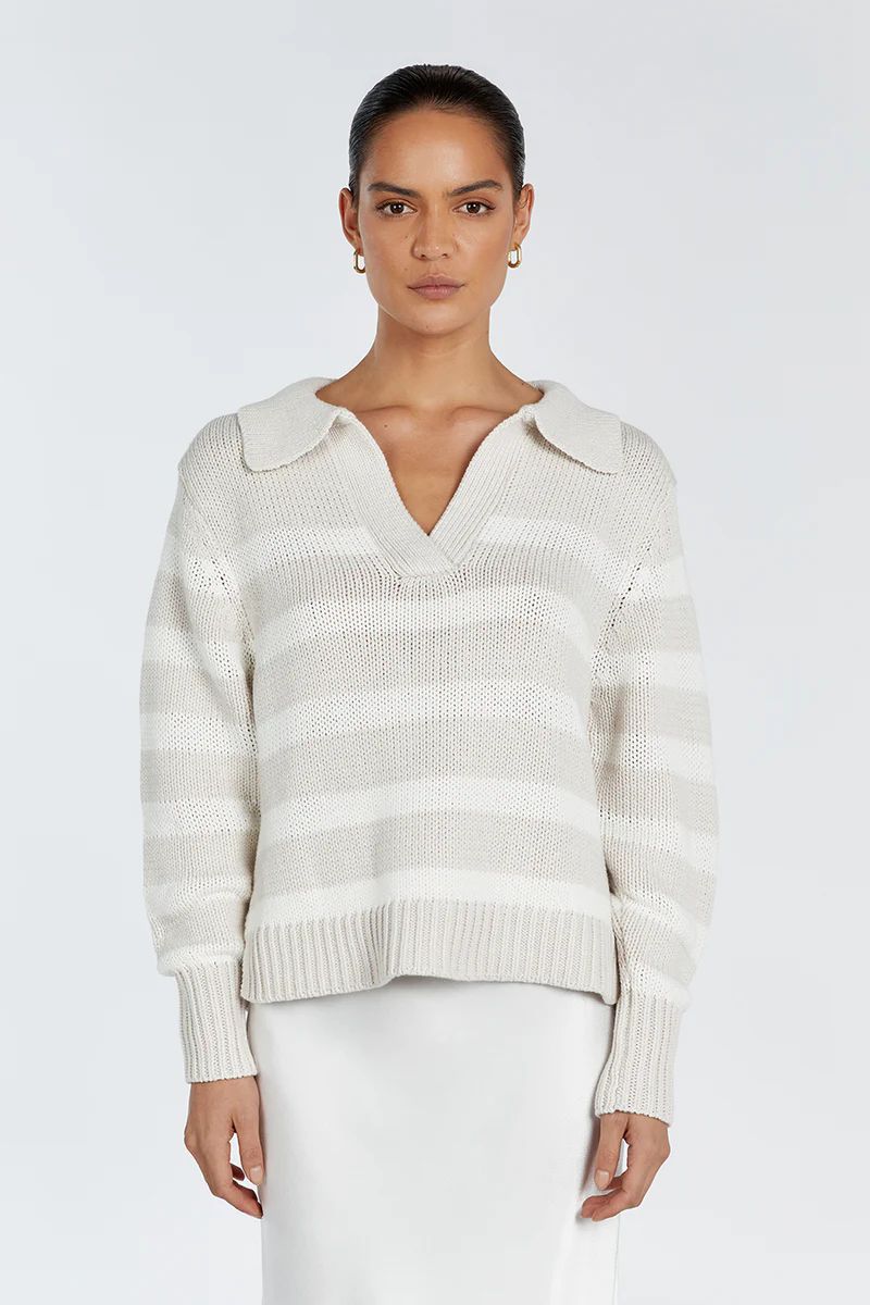 COLBIE CREAM STRIPE KNIT JUMPER | DISSH