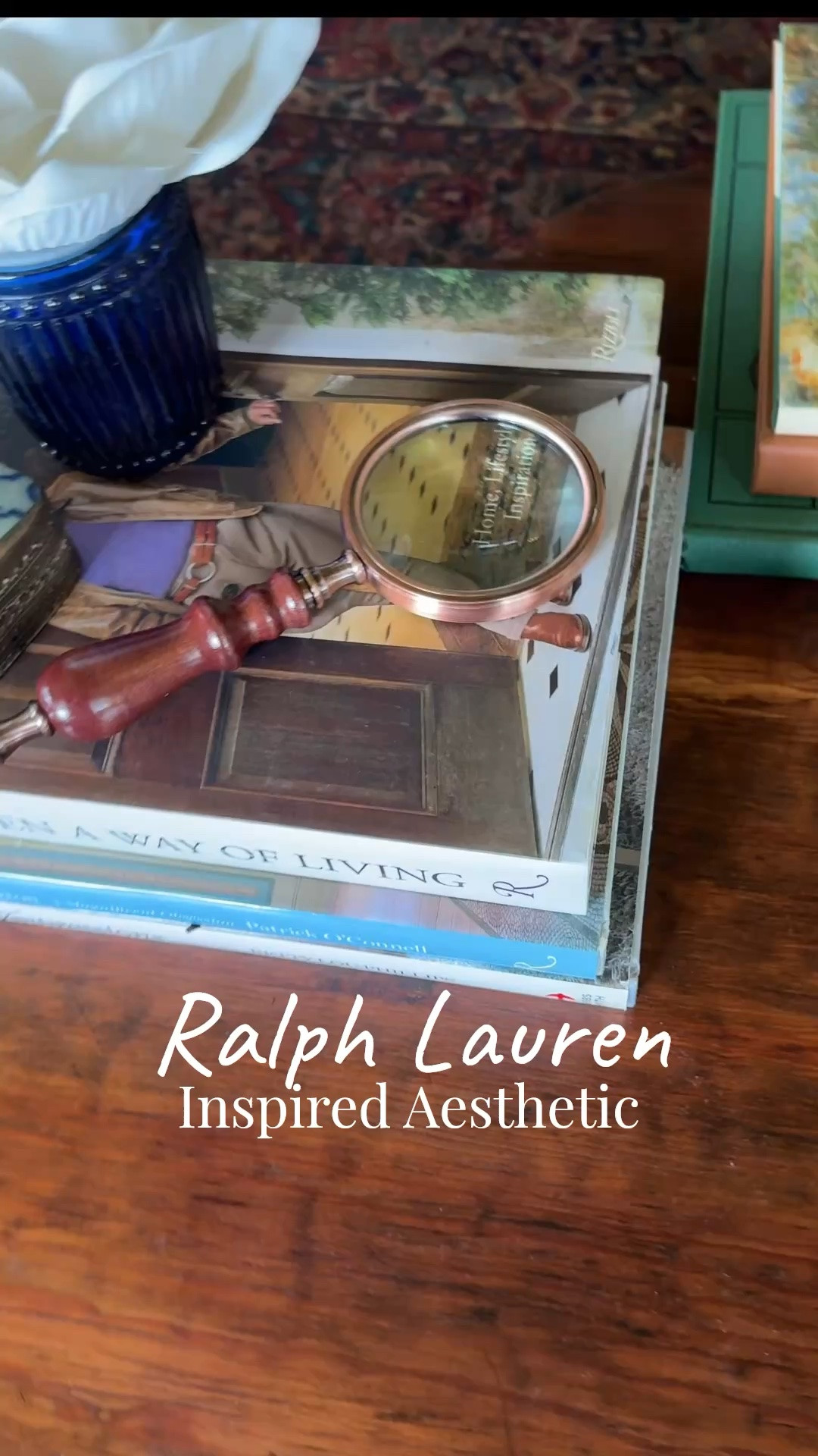 The Little Detail That Gives a Coffee Table That Ralph Lauren Feel
 One of my favorite styling tricks is adding a beautiful magnifying glass atop a stack of coffee table books. It’s a small detail, but it instantly brings that collected, Ralph Lauren-inspired aesthetic to a space. Timeless, thoughtful, and perfect for creating a home that feels curated rather than decorated. I love mixing practical pieces with beautiful books to create a coffee table that invites guests to linger and explore.
#RalphLaurenInspired #CoffeeTableStyling #CollectedHome #TraditionalDecor #HomeStyling