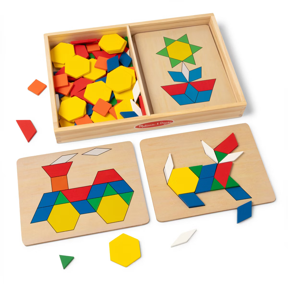 Melissa & Doug Pattern Blocks and Boards - Classic Toy With 120 Solid Wood Shapes and 5 Double-Si... | Target
