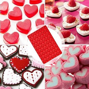 Webake Cute Heart Mold, 63 Cavities Heart Mould Silicone Candy Chocolate Mold Baking Tray for Hom... | Amazon (US)