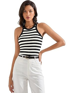 SUUKSESS Women Padded Cotton Ribbed Tank Tops 2025 High Neck Racerback Basic Tops | Amazon (US)